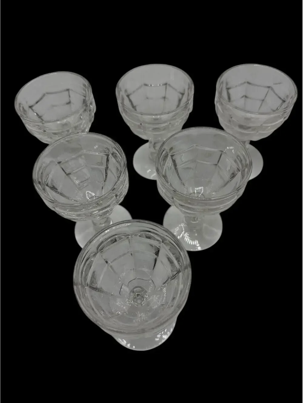Vintage 1940s Pressed Glass Barware Set: Cambridge Cascade Clear 6 Cordial Glass